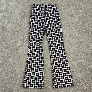 Flower Brown and White Patterned Pants